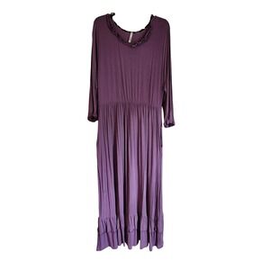 Celeste 3XL Lavender Ruffle Trim Tiered Midi Dress Modest Boho Cottagecore Knit